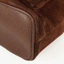 Gucci Vintage Brown Suede Leather Bamboo Backpack