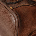 Gucci Vintage Brown Suede Leather Bamboo Backpack