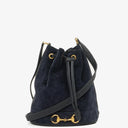 Gucci Vintage Horsebit Navy Suede And Leather Drawstring Bucket Bag
