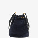 Gucci Vintage Horsebit Navy Suede And Leather Drawstring Bucket Bag