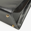 Gucci Vintage Kelly Lady Lock Convertible Top Handle Black Leather Shoulder Bag