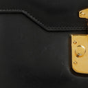 Gucci Vintage Kelly Lady Lock Convertible Black Leather Shoulder Bag