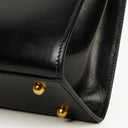 Gucci Vintage Kelly Lady Lock Convertible Black Leather Shoulder Bag