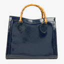 Gucci Vintage Patent Leather Navy Diana Bamboo Tote