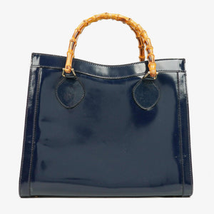 Gucci Vintage Lackläder Navy Diana Bambutote
