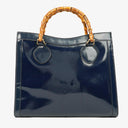 Gucci Vintage Patent Leather Navy Diana Bamboo Tote