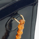 Gucci Vintage Patent Leather Navy Diana Bamboo Tote