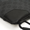 Gucci Web GG Supreme Monogram And Leather Drawstring Black Backpack