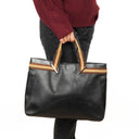 Gucci Web Leather Tote Bag Black