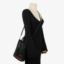Gucci Web Ophidia Bucket Bag Small In Black Glazed Textured Calfskin