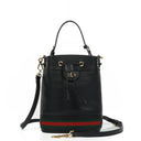 Gucci Web Ophidia Bucket Bag Small In Black Glazed Textured Calfskin