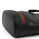 Gucci Web Ophidia Bucket Bag Small In Black Glazed Textured Calfskin
