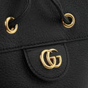Gucci Web Ophidia Bucket Bag Small In Black Glazed Textured Calfskin