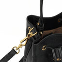 Gucci Web Ophidia Bucket Bag Small In Black Glazed Textured Calfskin