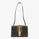 Gucci Web Sylvie Black Leather Shoulder Bag
