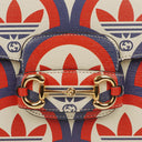 Gucci X ADIDAS Shangai Small Horsebit 1955 Calfskin Web Trefoil Interlocking G Red White Blue Shoulder Bag