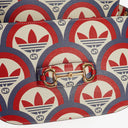 Gucci X ADIDAS Shangai Small Horsebit 1955 Calfskin Web Trefoil Interlocking G Red White Blue Shoulder Bag