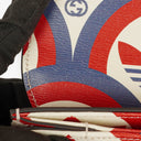 Gucci X ADIDAS Shangai Small Horsebit 1955 Calfskin Web Trefoil Interlocking G Red White Blue Shoulder Bag