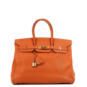 Hermès Birkin 35 Togo orange avec ferrures dorées