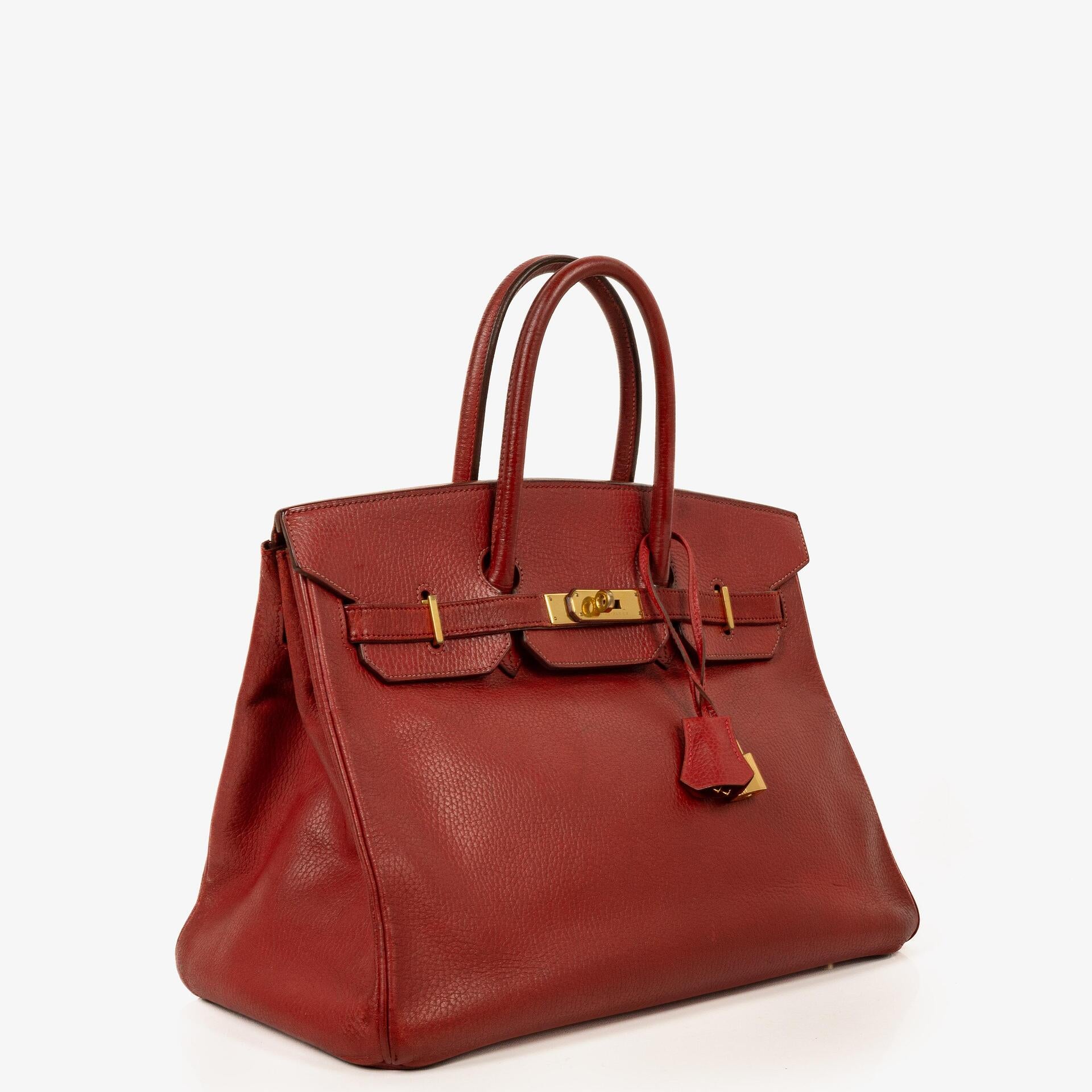 Hermes Birkin 35 Rouge H Ardennes With Gold Hardware