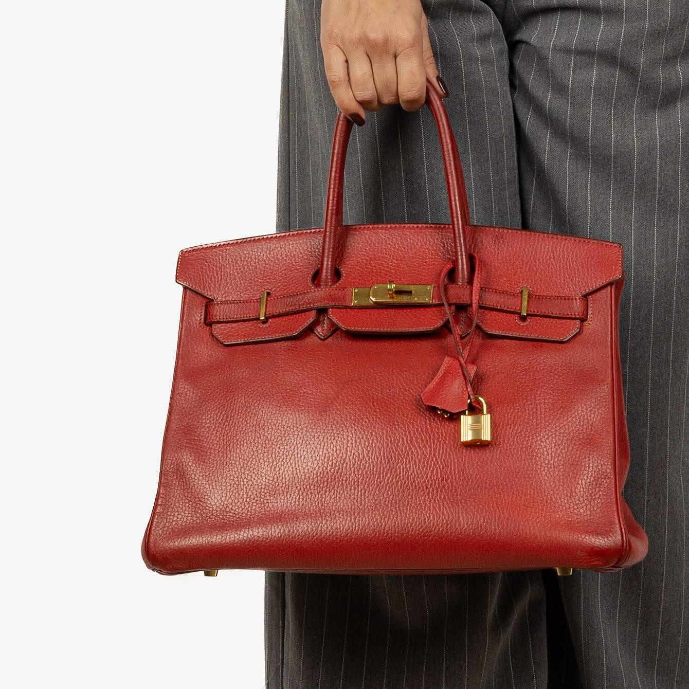 Hermes Birkin 35 Rouge H Ardennes With Gold Hardware