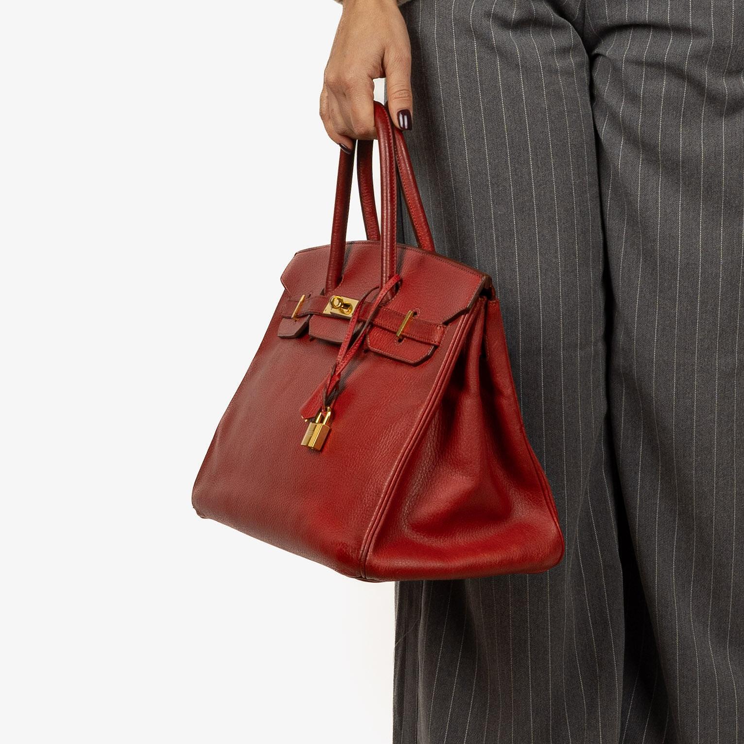 Hermes Birkin 35 Rouge H Ardennes With Gold Hardware