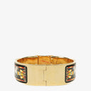 Hermes Black Equestrian Enamel and Gold Plated Loquet Bangle Quartz Watch L01.201