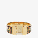 Hermes Black Equestrian Enamel and Gold Plated Loquet Bangle Quartz Watch L01.201