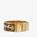 Hermes Black Equestrian Enamel and Gold Plated Loquet Bangle Quartz Watch L01.201