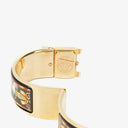 Hermes Black Equestrian Enamel and Gold Plated Loquet Bangle Quartz Watch L01.201