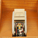 Hermes Black Equestrian Enamel and Gold Plated Loquet Bangle Quartz Watch L01.201