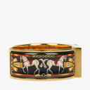 Hermes Black Equestrian Enamel and Gold Plated Loquet Bangle Quartz Watch L01.201
