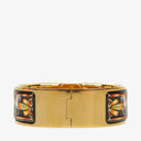 Hermes Black Equestrian Enamel and Gold Plated Loquet Bangle Quartz Watch L01.201