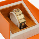 Hermes Black Equestrian Enamel and Gold Plated Loquet Bangle Quartz Watch L01.201