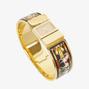 Hermes Black Equestrian Enamel and Gold Plated Loquet Bangle Quartz Watch L01.201