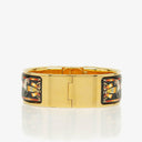 Hermes Black Equestrian Enamel and Gold Plated Loquet Bangle Quartz Watch L01.201