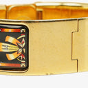 Hermes Black Equestrian Enamel and Gold Plated Loquet Bangle Quartz Watch L01.201