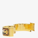 Hermes Black Equestrian Enamel and Gold Plated Loquet Bangle Quartz Watch L01.201