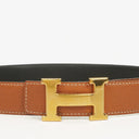 Hermes Black Gold Box Togo 30mm Reversible H Belt 85