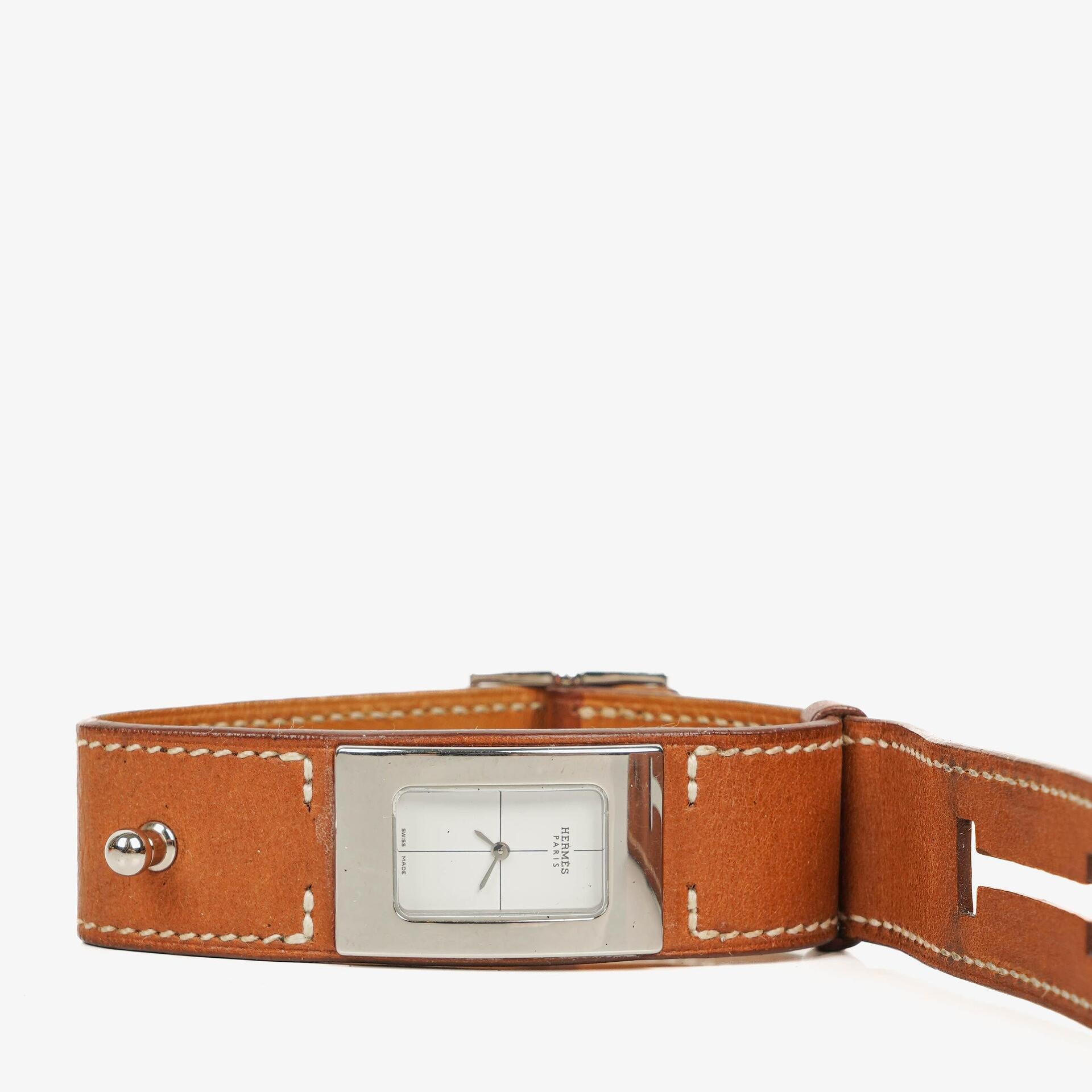 Hermes Cherche Midi Steel And Leather Watch CM1.210