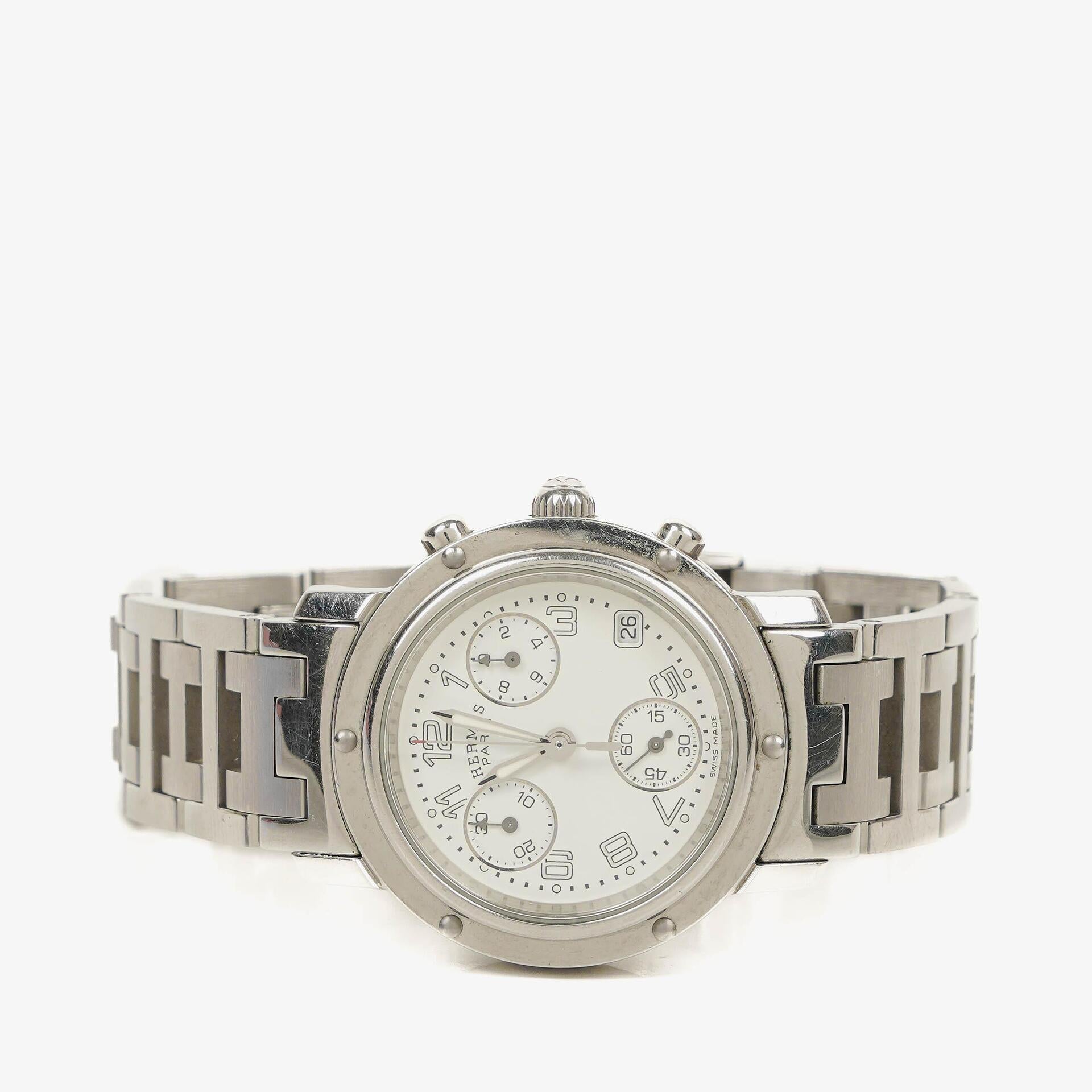 Hermes Clipper Chronograph 31mm Stainless Steel Quartz Watch