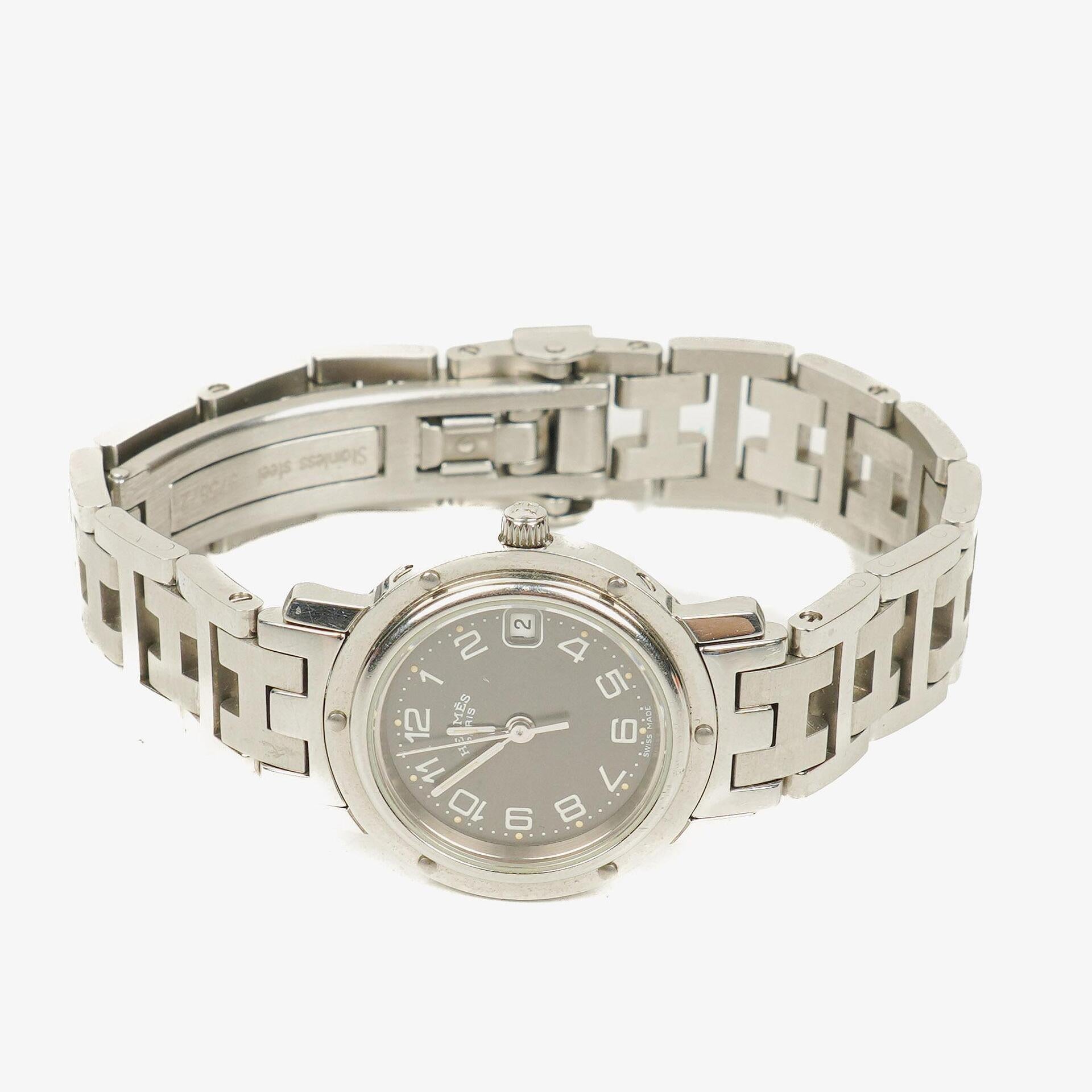 Hermes Clipper Quartz Watch SS CL4.210