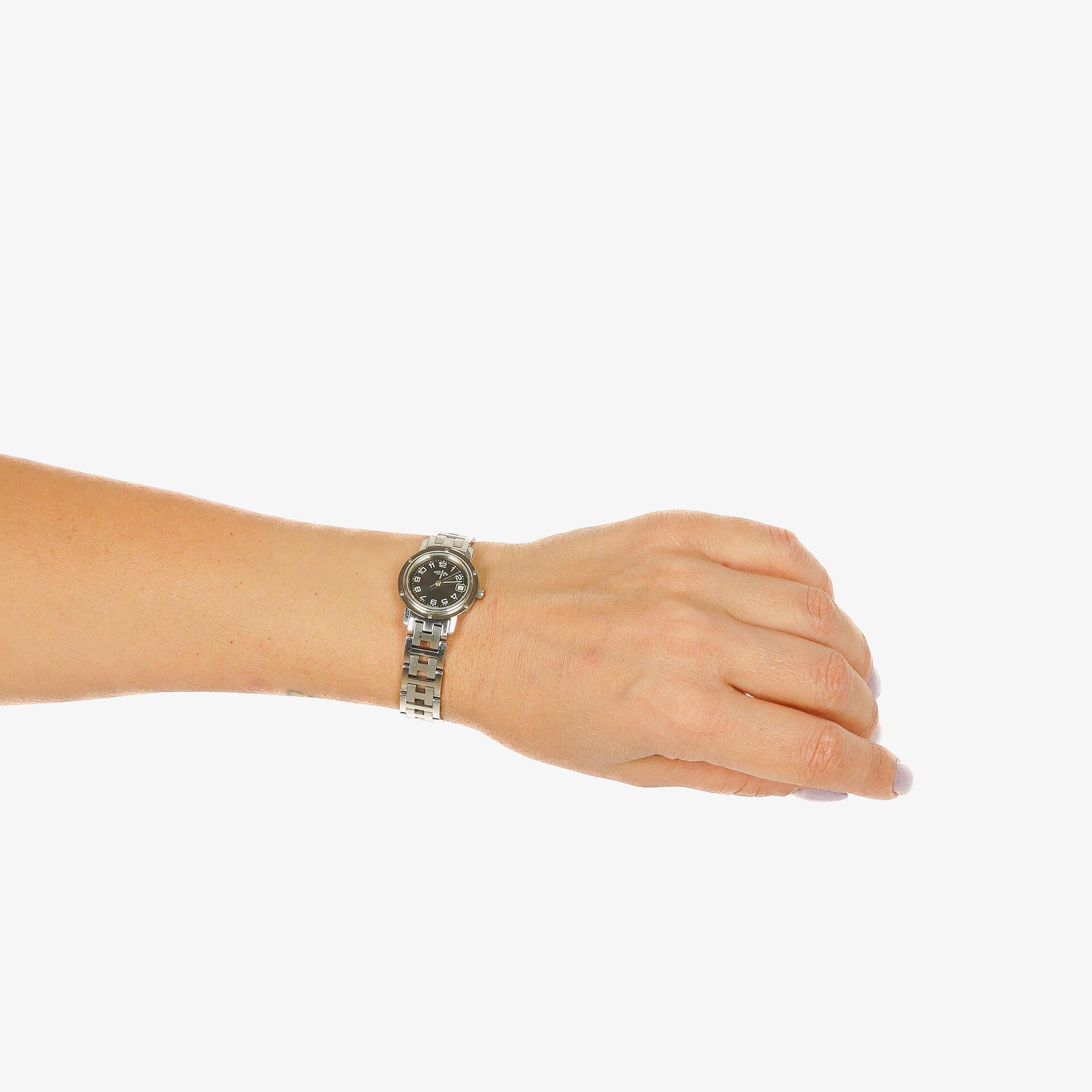 Hermes Clipper Quartz Watch SS CL4.210