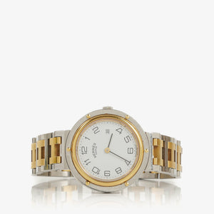 Montre Hermès Clipper quartz bicolore en acier inoxydable
