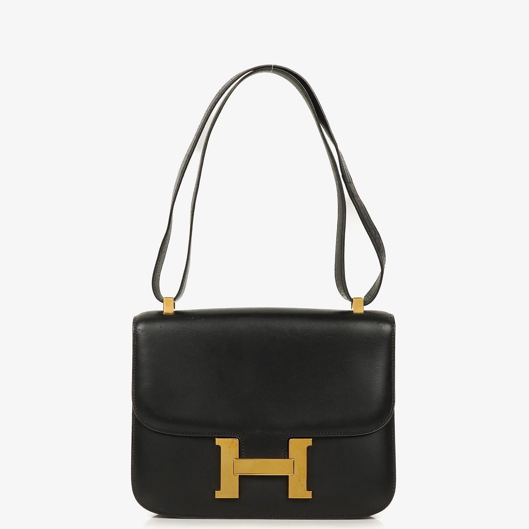 Hermes Constance 23 Vintage Black Box Calf With Gold Hardware, 1979