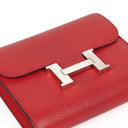 Hermes Constance Compact Wallet Rouge Casaque Epsom With Palladium Hardware