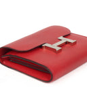 Hermes Constance Compact Wallet Rouge Casaque Epsom With Palladium Hardware