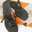 Hermes Egerie Black Rubber Sandals 37