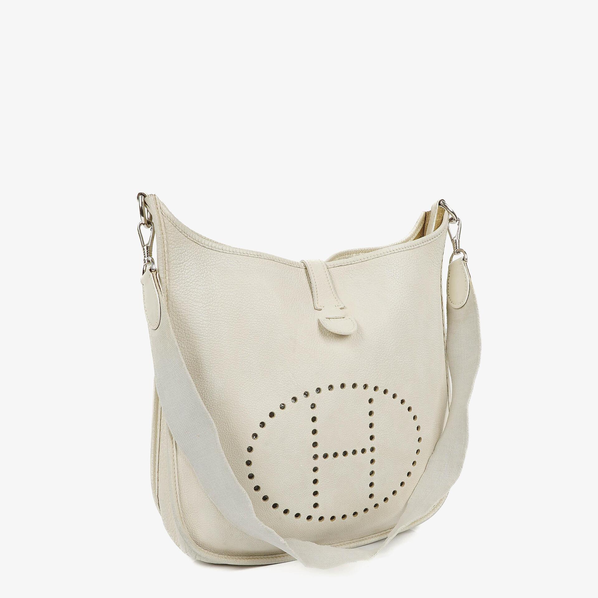 Hermes Evelyne I 30 White Clemence Leather Shoulder Bag