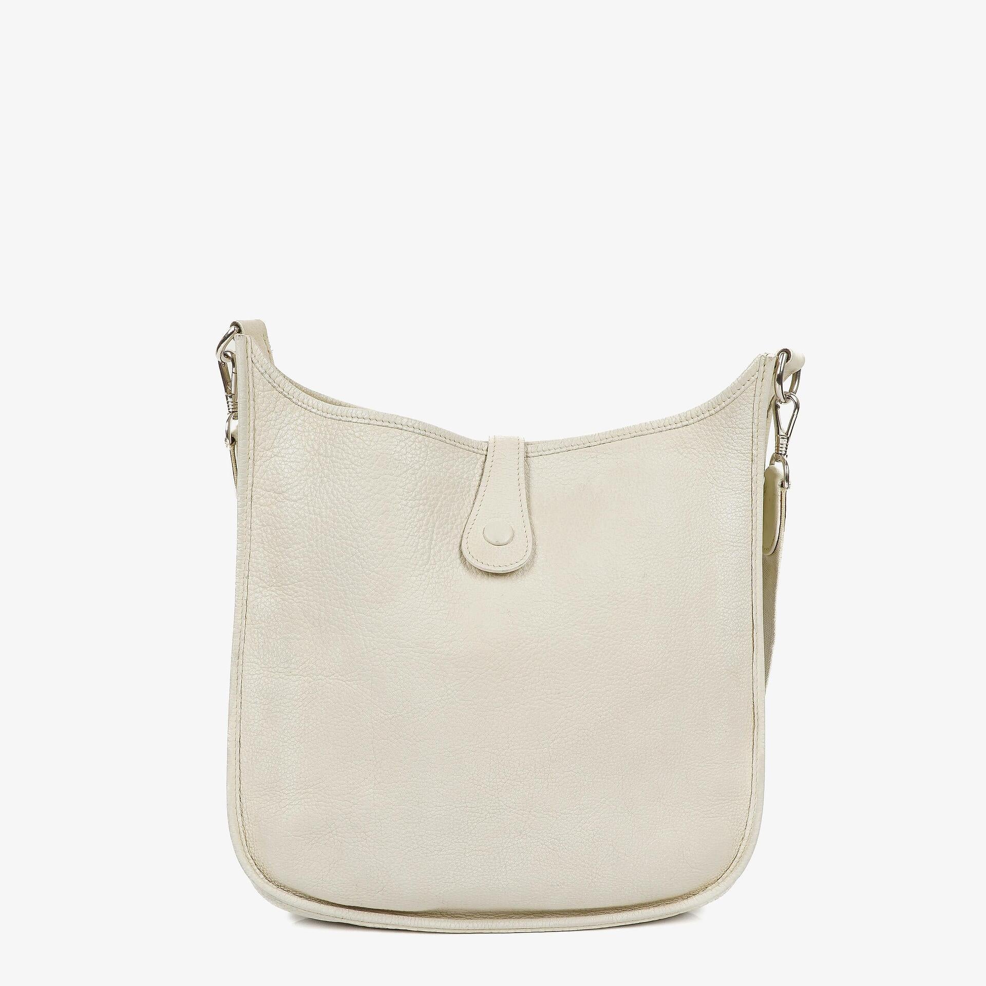 Hermes Evelyne I 30 White Clemence Leather Shoulder Bag